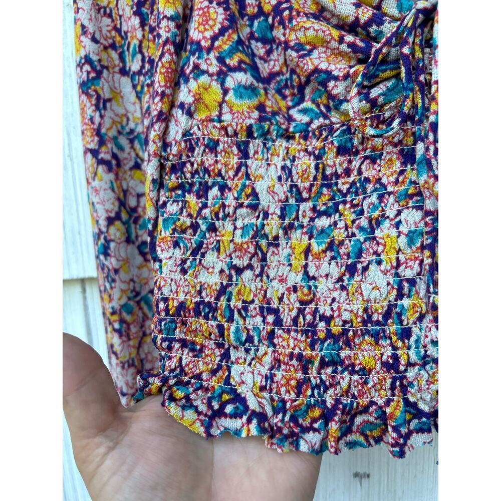 Urban Outfitters Old Soul Smocked Crop Top Floral Print Long Puff Sleeves Sz S - Picture 4 of 10